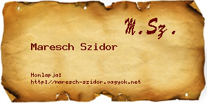 Maresch Szidor névjegykártya